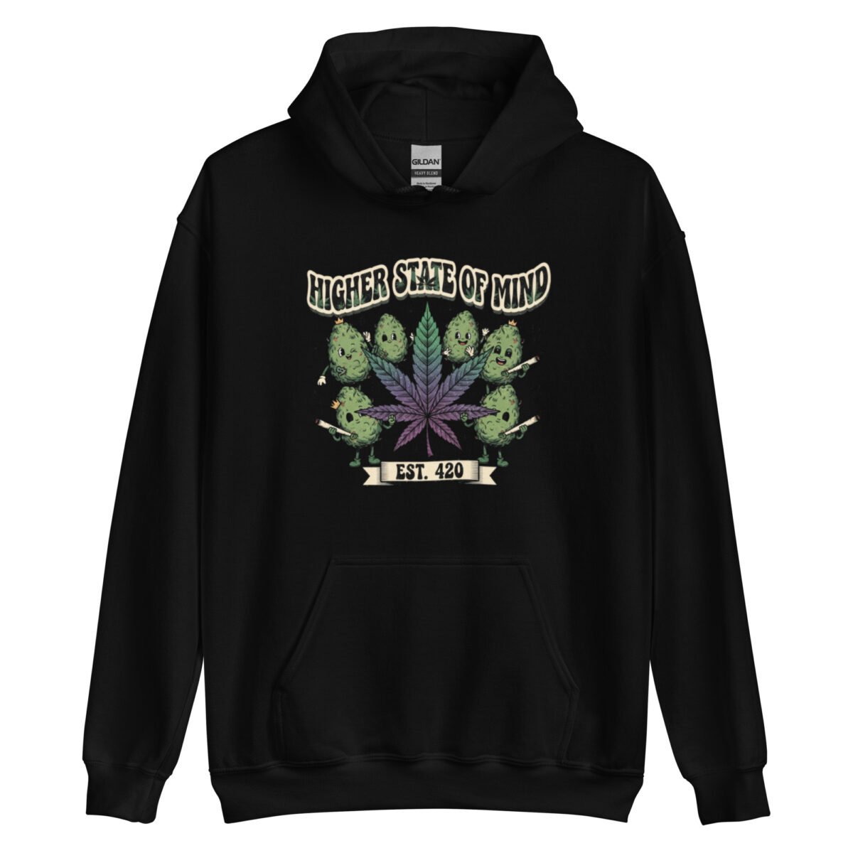 "Higher State of Mind" Cannabis Leaf & Bud Graphic Sweatshirt